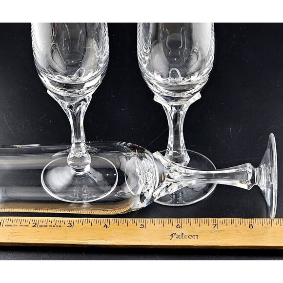 3 Nachtmann Fine Crystal Onyx Champagne Flutes Glasses 8.5" petal sculpted stem - Picture 7 of 9